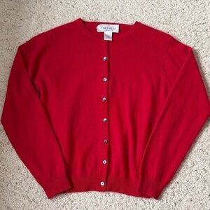 Jones Wear Vibrant Red Cashmere Cardigan. Size S.